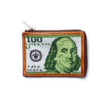 SMOKE T ONE / Needlepoint L-Shaped Zip Card Wallet - Benjamin ジップウォレット ドル