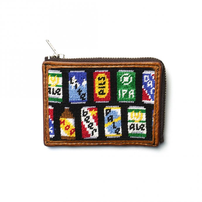 SMOKE T ONE / Needlepoint L-Shaped Zip Card Wallet - Beer Cans ジップウォレット ビール