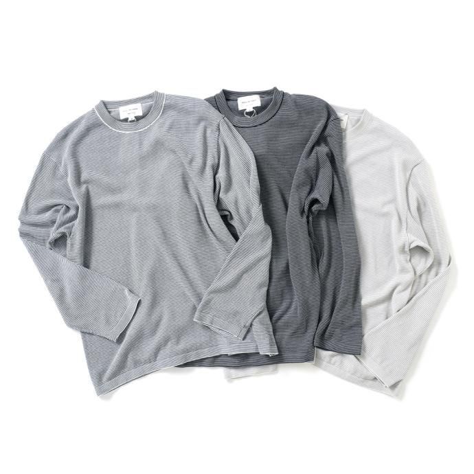 166803558 STILL BY HAND / KN05221 シルク混 ロングスリーブ ボーダーニットTシャツ - Navy 02