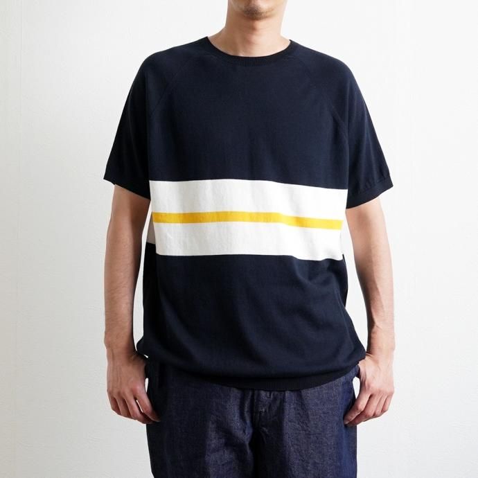 167748382 PEREGRINE / ETON Knitted Tee ボーダーニットTシャツ 01