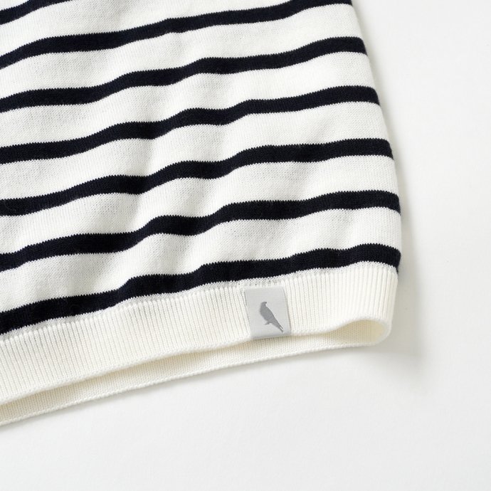 167748575 PEREGRINE / BRETON Knitted Tee ボーダーニットTシャツ - White 02
