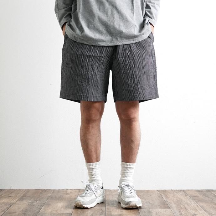 167956950 Powderhorn Mountaineering / P.H. M.EASY STRIPE SHORTS ストライプコードレーン イージーショーツ PH22SS-002 - Black/White 02