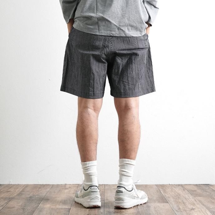 167956950 Powderhorn Mountaineering / P.H. M.EASY STRIPE SHORTS ストライプコードレーン イージーショーツ PH22SS-002 - Black/White 02