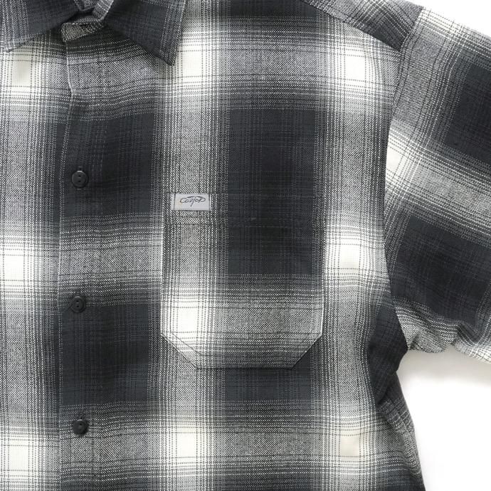 168755664 CalTop / 2000 オンブレチェック S/Sシャツ - Black/Ivory 02
