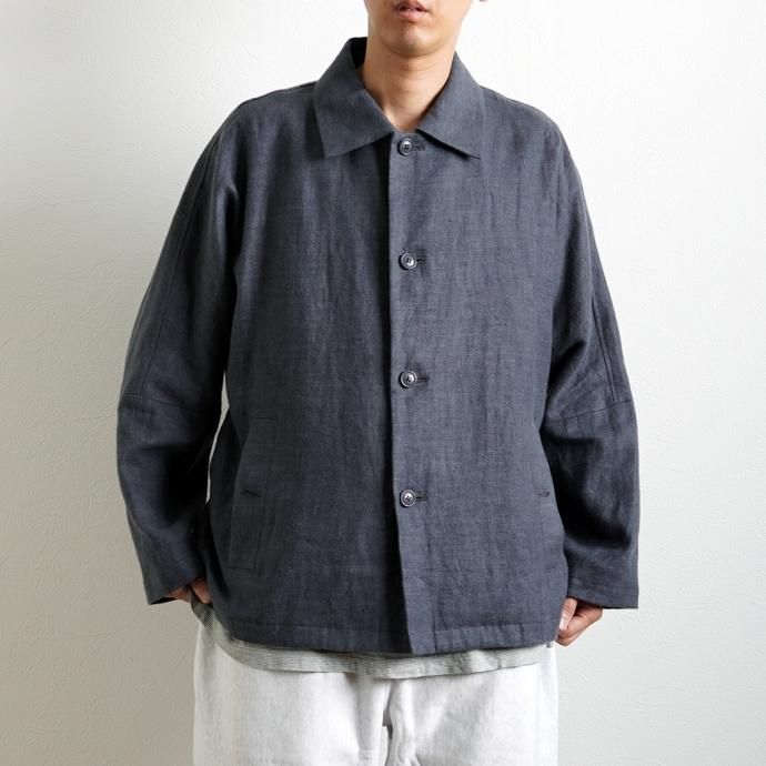 170364774 STILL BY HAND / BL02223 起毛リネン ドルマンスリーブカバーオール - Slate Grey 01