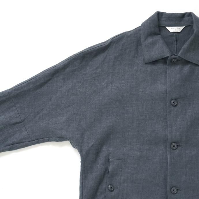 170364774 STILL BY HAND / BL02223 起毛リネン ドルマンスリーブカバーオール - Slate Grey 02