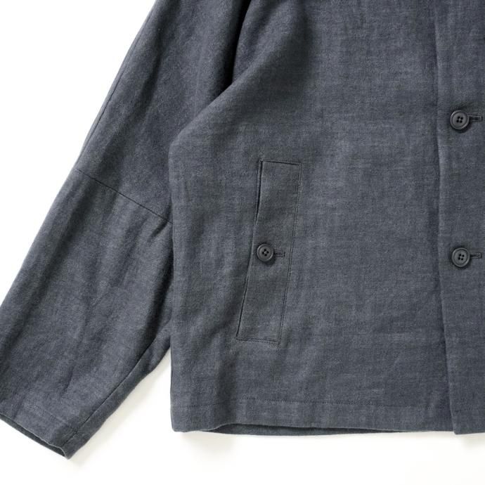 170364774 STILL BY HAND / BL02223 起毛リネン ドルマンスリーブカバーオール - Slate Grey 02