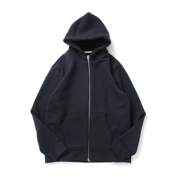 170423330 STILL BY HAND / CS00213 ジップフロント 度詰めスウェットパーカー - Black Navy 01