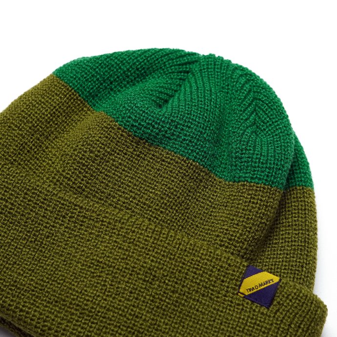 171340015 Trad Marks / Two-tone Knit Cap - Olive 2トーンニットキャップ オリーブ 02