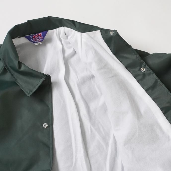 173098297 ASW Jackets / ナイロンコーチジャケット w/リフレクタードローコード グリーン Coaches Windbreaker Flannel Lined 02