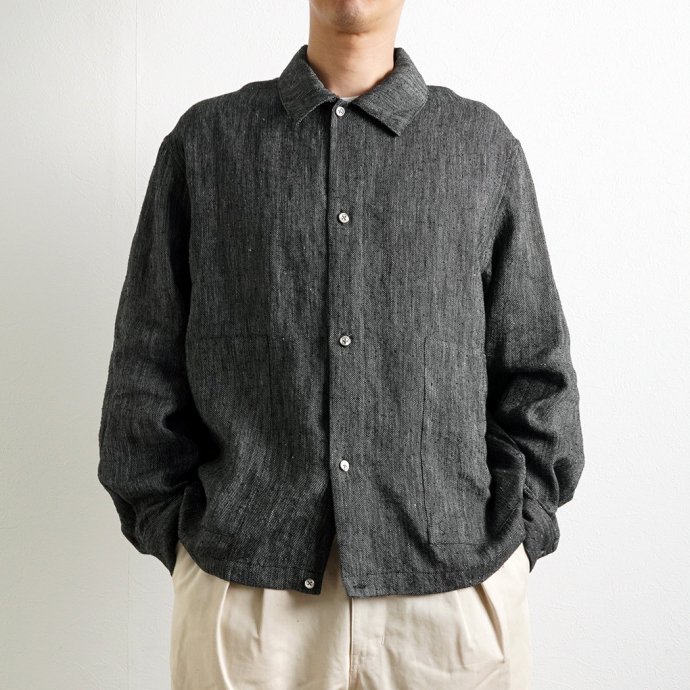 STILL BY HAND / BL05231 リネンシルク シャツブルゾン - LIGHT GREY