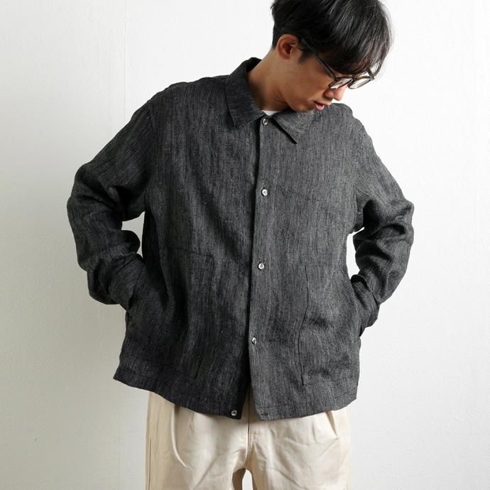 173155397 STILL BY HAND / BL05231 リネンシルク シャツブルゾン - LIGHT GREY 02