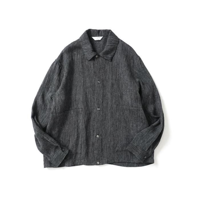 173155416 STILL BY HAND / BL05231 リネンシルク シャツブルゾン - CHARCOAL 01