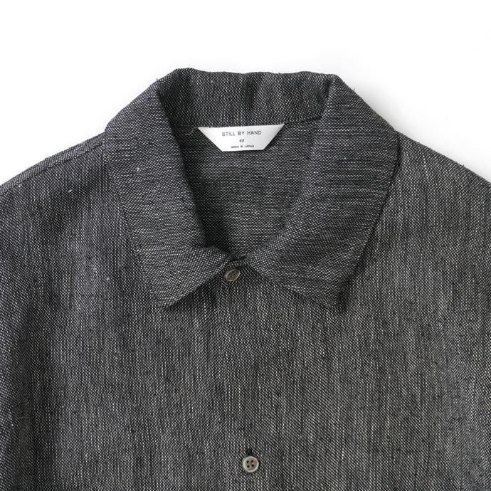 173155416 STILL BY HAND / BL05231 リネンシルク シャツブルゾン - CHARCOAL 02