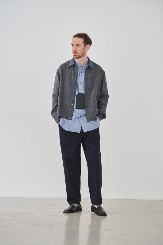173155416 STILL BY HAND / BL05231 リネンシルク シャツブルゾン - CHARCOAL 02
