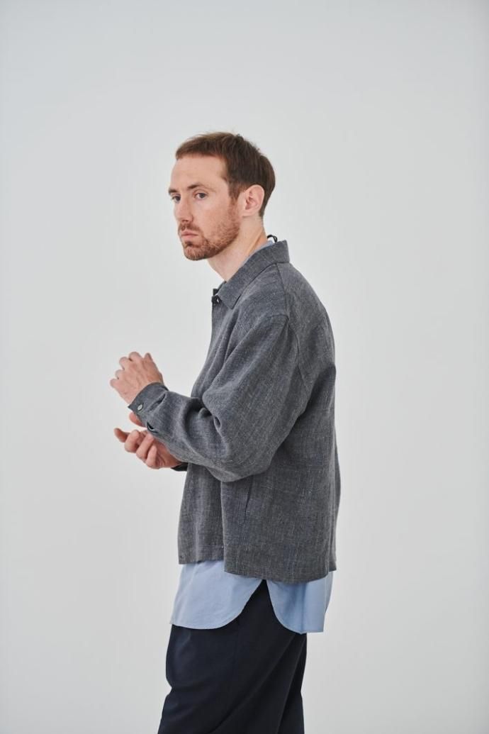 173155416 STILL BY HAND / BL05231 リネンシルク シャツブルゾン - CHARCOAL 02