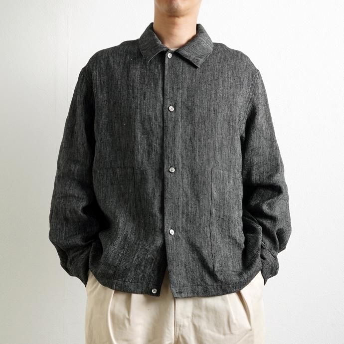 173155416 STILL BY HAND / BL05231 リネンシルク シャツブルゾン - CHARCOAL 02