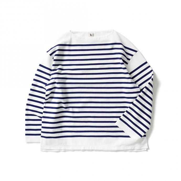 173325684 blurhms ROOTSTOCK / Border Basque Shirt - White x RoyalBlue bROOTS23S29 02