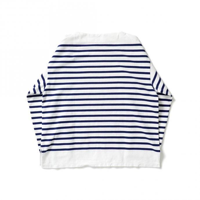 173325684 blurhms ROOTSTOCK / Border Basque Shirt - White x RoyalBlue bROOTS23S29 02