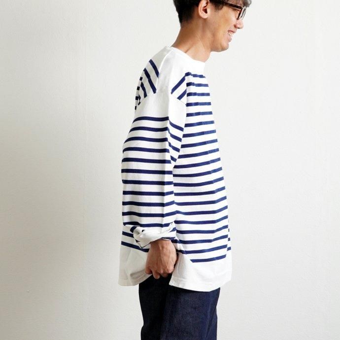 173325684 blurhms ROOTSTOCK / Border Basque Shirt - White x RoyalBlue bROOTS23S29 02