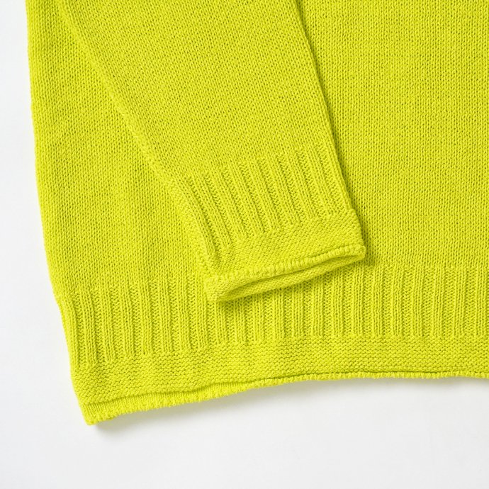 INNAT / COTTON GUERNSEY SWEATER - Lime Green コットンガンジーセーター ライムグリーン  INNAT03-K01