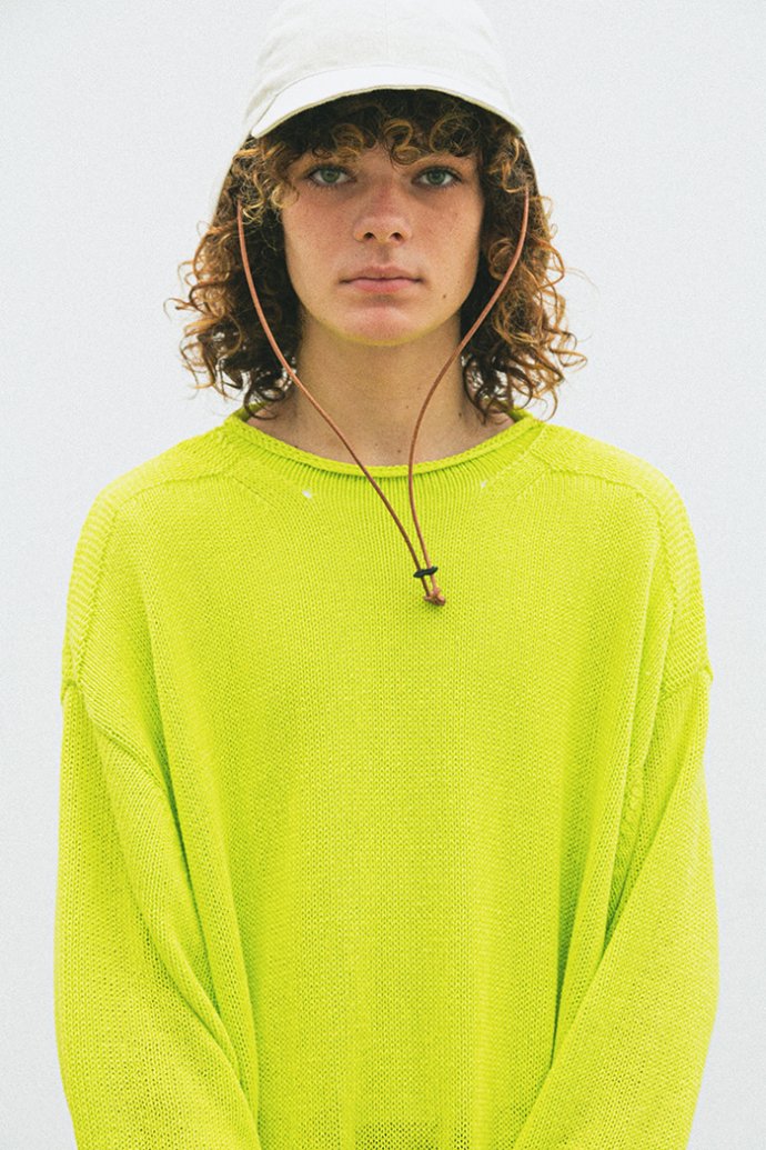 INNAT / COTTON GUERNSEY SWEATER - Lime Green コットンガンジー ...