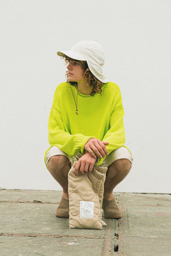INNAT / COTTON GUERNSEY SWEATER - Lime Green コットンガンジー