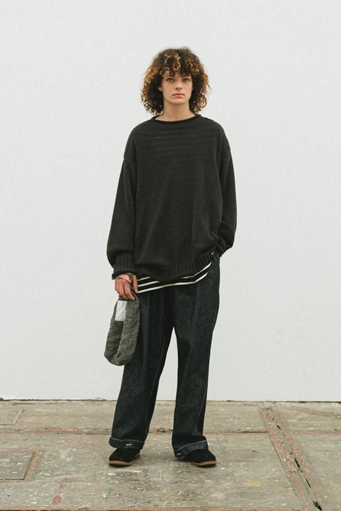 173384035 INNAT / COTTON GUERNSEY SWEATER - Black コットンガンジーセーター ブラック INNAT03-K01 02