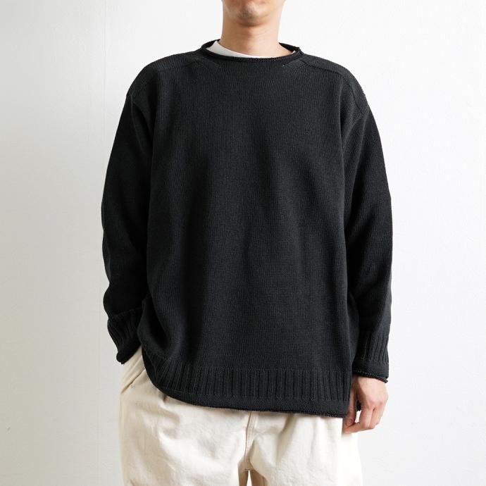 173384035 INNAT / COTTON GUERNSEY SWEATER - Black コットンガンジーセーター ブラック INNAT03-K01 02