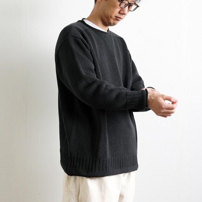 173384035 INNAT / COTTON GUERNSEY SWEATER - Black コットンガンジーセーター ブラック INNAT03-K01 02