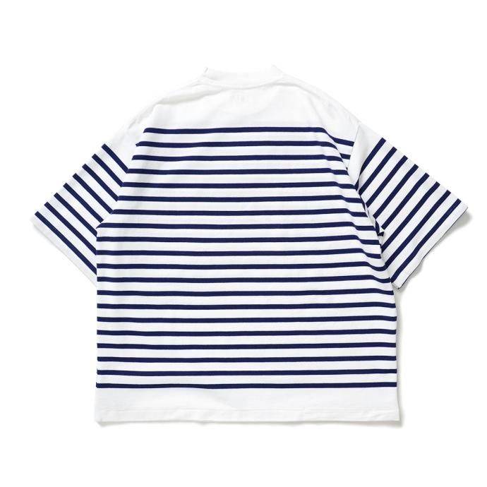173489110 blurhms ROOTSTOCK / Border Half-sleeve Tee - White x RoyalBlue bROOTS23S30 02