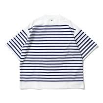 blurhms ROOTSTOCK / Border Half-sleeve Tee - White x RoyalBlue bROOTS23S30