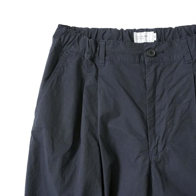 173500316 STILL BY HAND / PT02231 - NAVY 製品染め2タックパンツ 02