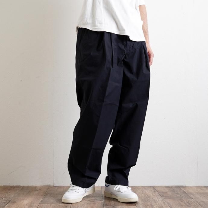 173500316 STILL BY HAND / PT02231 - NAVY 製品染め2タックパンツ 02