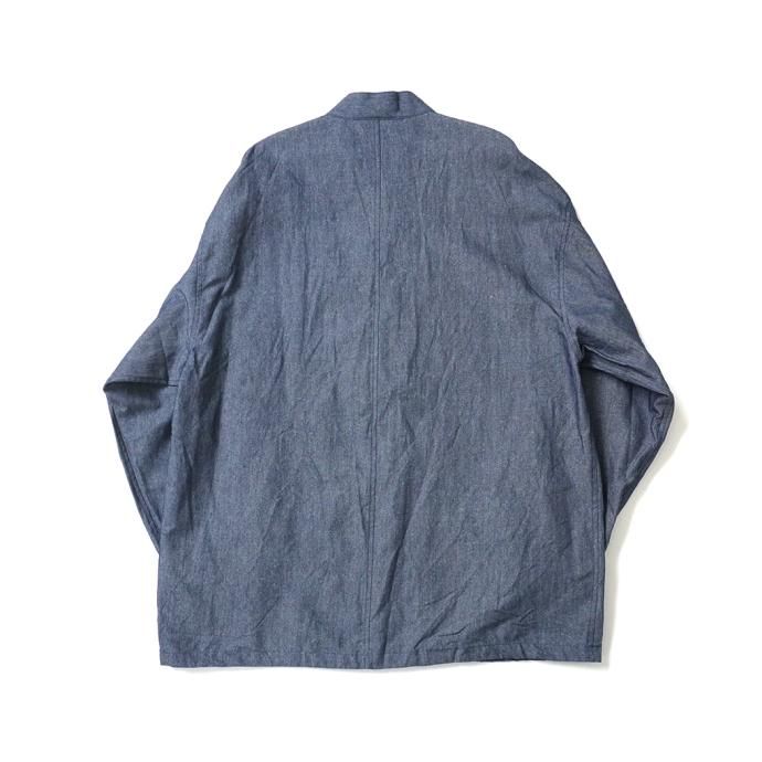 173501223 STILL BY HAND / BL06231 - INDIGO BLUE ペーパーシャンブレー スタンドカラージャケット 02