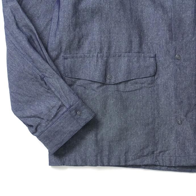 173501223 STILL BY HAND / BL06231 - INDIGO BLUE ペーパーシャンブレー スタンドカラージャケット 02