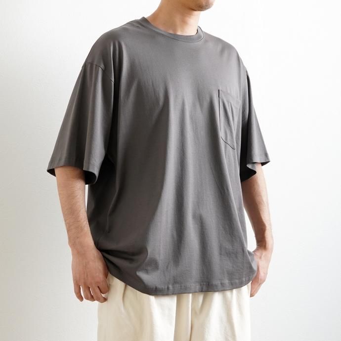 173567196 handvaerk ハンドバーク / 60/2 クルーネックポケットビッグTシャツ - Carbon #6513 02