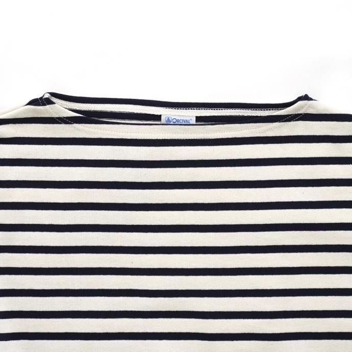 173590264 ORCIVAL オーシバル / コットンロード フレンチバスクシャツ - ECRU x MARINE 生成/ネイビー B211 02