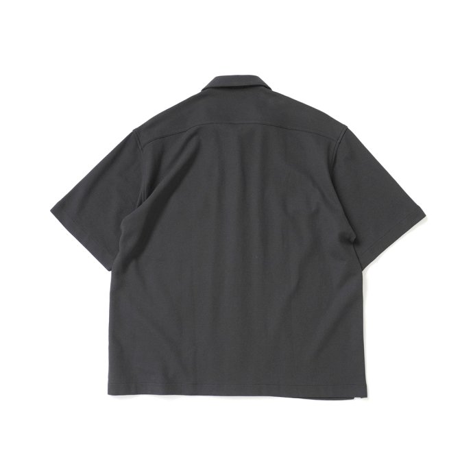 handvaerk ハンドバーク / PIQUE OPEN COLLARED SHIRT 鹿の子素材シャツ - Carbon Black #1503