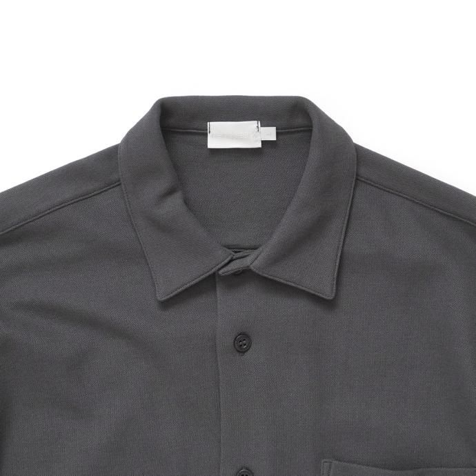 173784710 handvaerk ハンドバーク / PIQUE OPEN COLLARED SHIRT 鹿の子素材シャツ - Carbon Black #1503 02