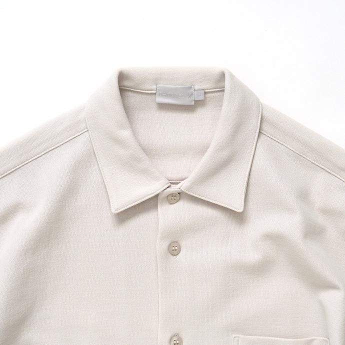 173784844 handvaerk ハンドバーク / PIQUE OPEN COLLARED SHIRT 鹿の子素材シャツ - Lt.Grey #1503 02
