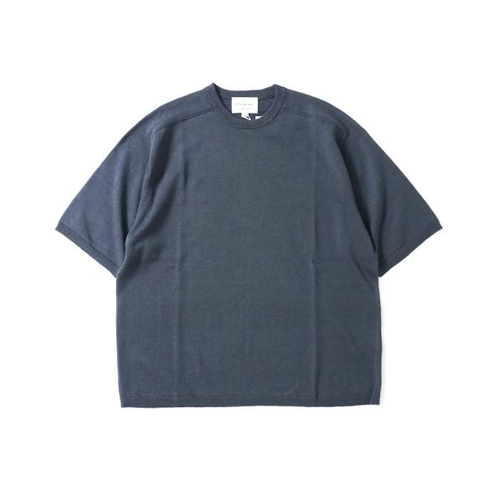 174315825 STILL BY HAND / KN03232 - BLUE GREY リネン/コットン ニットTシャツ 01