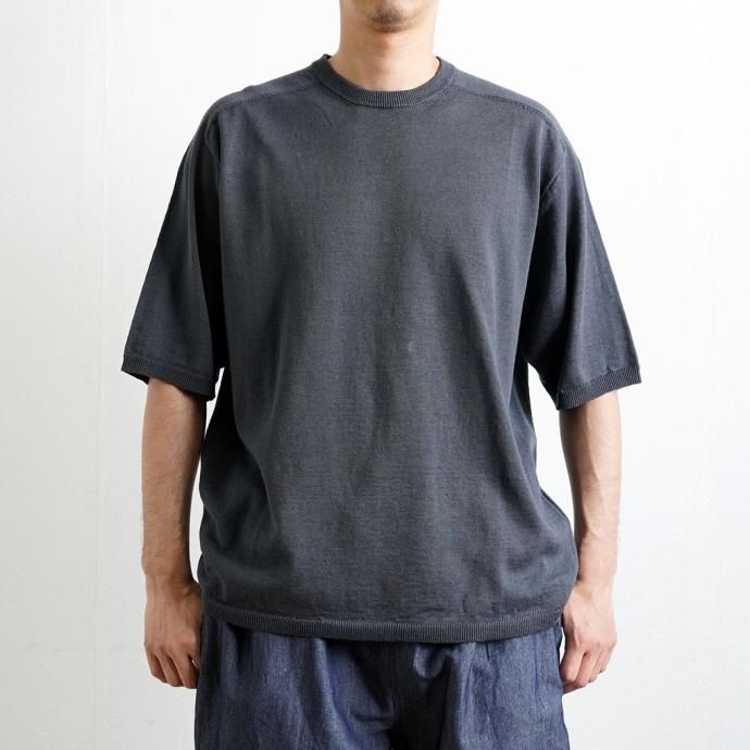 174315825 STILL BY HAND / KN03232 - BLUE GREY リネン/コットン ニットTシャツ 02