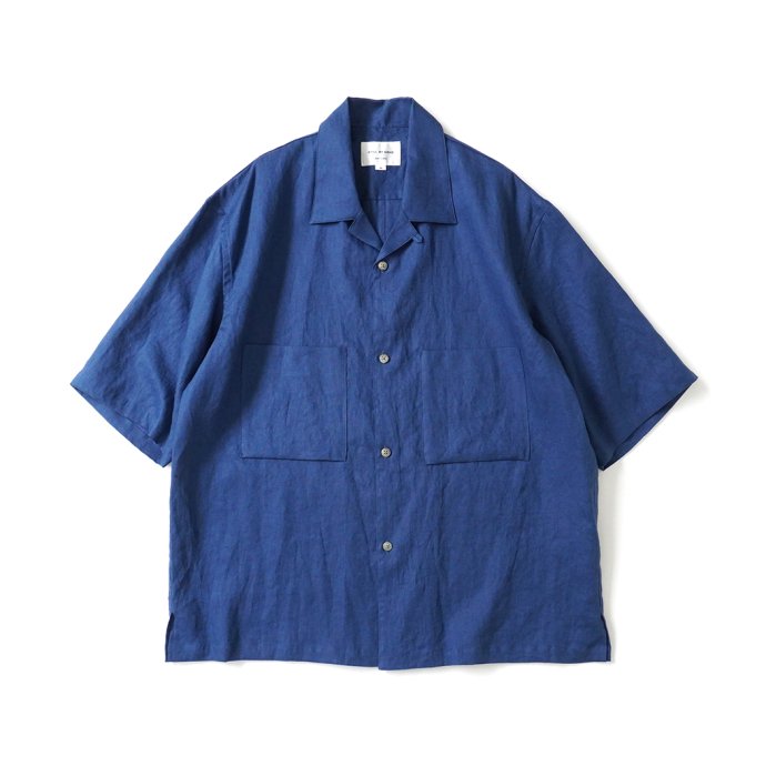 174315985 STILL BY HAND / SH06232 - INDIGO BLUE リネン オープンカラー半袖シャツ 01