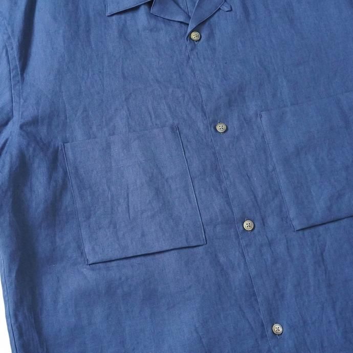 174315985 STILL BY HAND / SH06232 - INDIGO BLUE リネン オープンカラー半袖シャツ 02