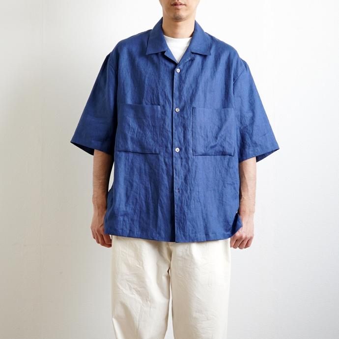 174315985 STILL BY HAND / SH06232 - INDIGO BLUE リネン オープンカラー半袖シャツ 02