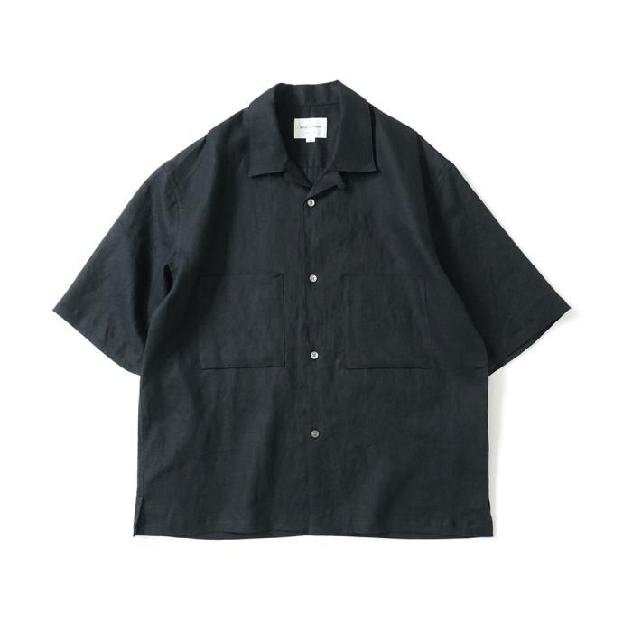 174316005 STILL BY HAND / SH06232 - BLACK リネン オープンカラー半袖シャツ 02