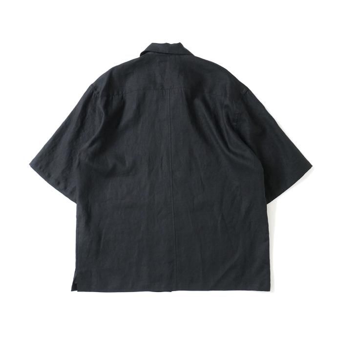174316005 STILL BY HAND / SH06232 - BLACK リネン オープンカラー半袖シャツ 02