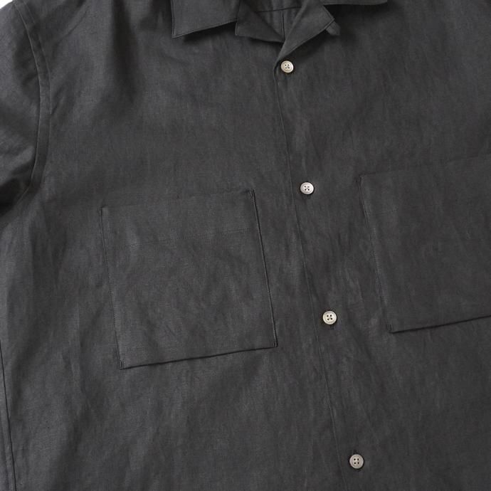 174316005 STILL BY HAND / SH06232 - BLACK リネン オープンカラー半袖シャツ 02