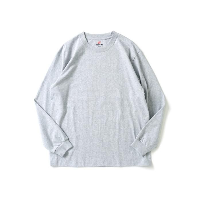 174395024 Hanes / BEEFY-T ビーフィー 長袖Tシャツ ヘザーグレー #060 H5186 01